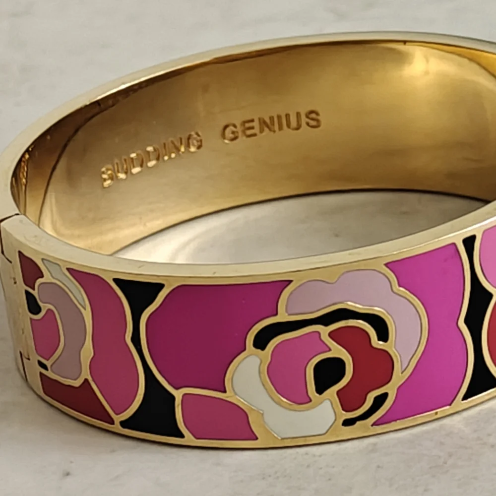 Kate Spade Budding Genius Gold & Pink Floral Bangle - Picture 2 of 13